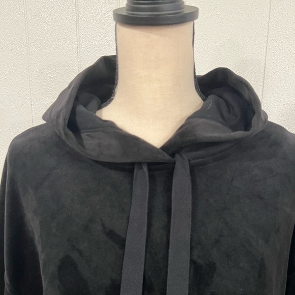 Calvin Klein velour black hoodie dress sweatshirt size L - Picture 7 of 13